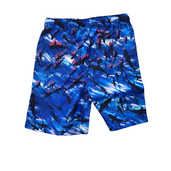 Lands End Xs 4-5 Cool Sharks Swim Trunks Blue & Black NWT - Picture 2 of 6